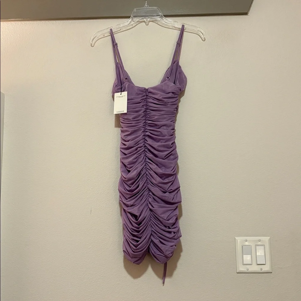 Mistress Rocks No Ruched At All Mini Dress in Lilac SZ XS NWT